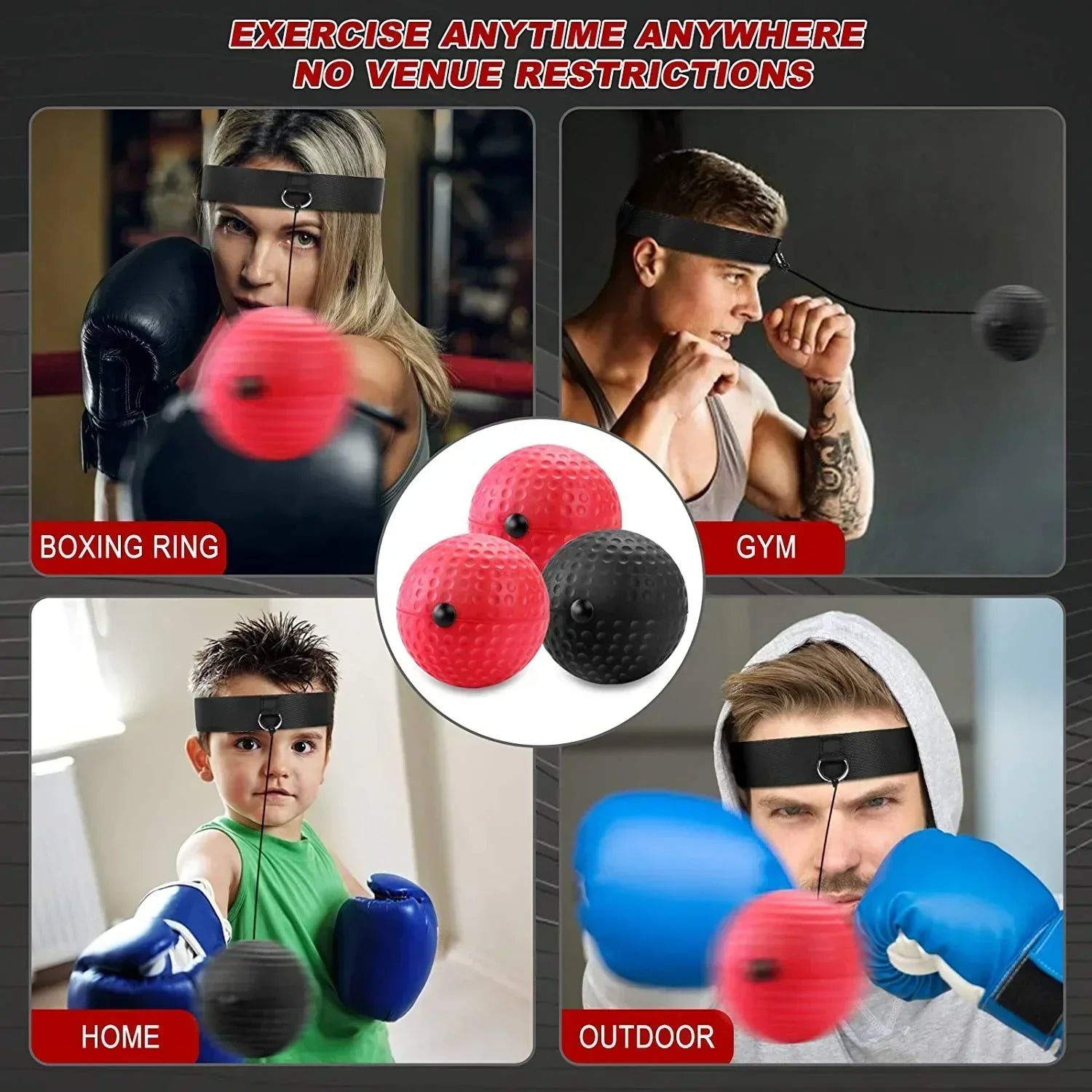 Pelota de reflejos de boxSET DE 3 PELOTAS DE BOXEO REFLEX BALL BOXING – 3 NIVELES